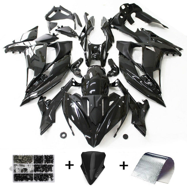 2017-2019 Kawasaki Ninja 650 EX650 Gloss Black Injection Fairing Kit Plastic #13