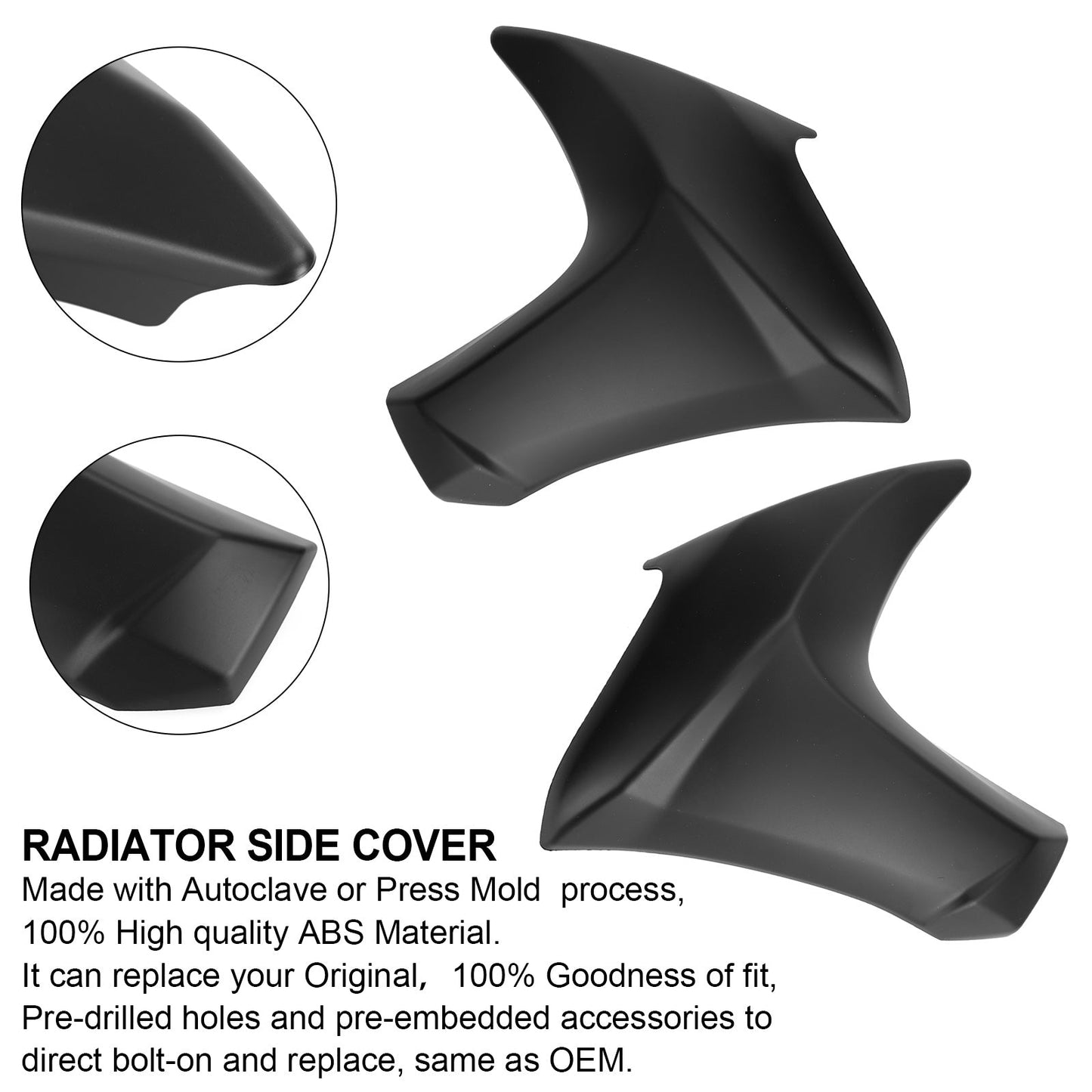 Radiator Side Cover Fairing Cowling Panels for Kawasaki ER6N 2012-2016 Black