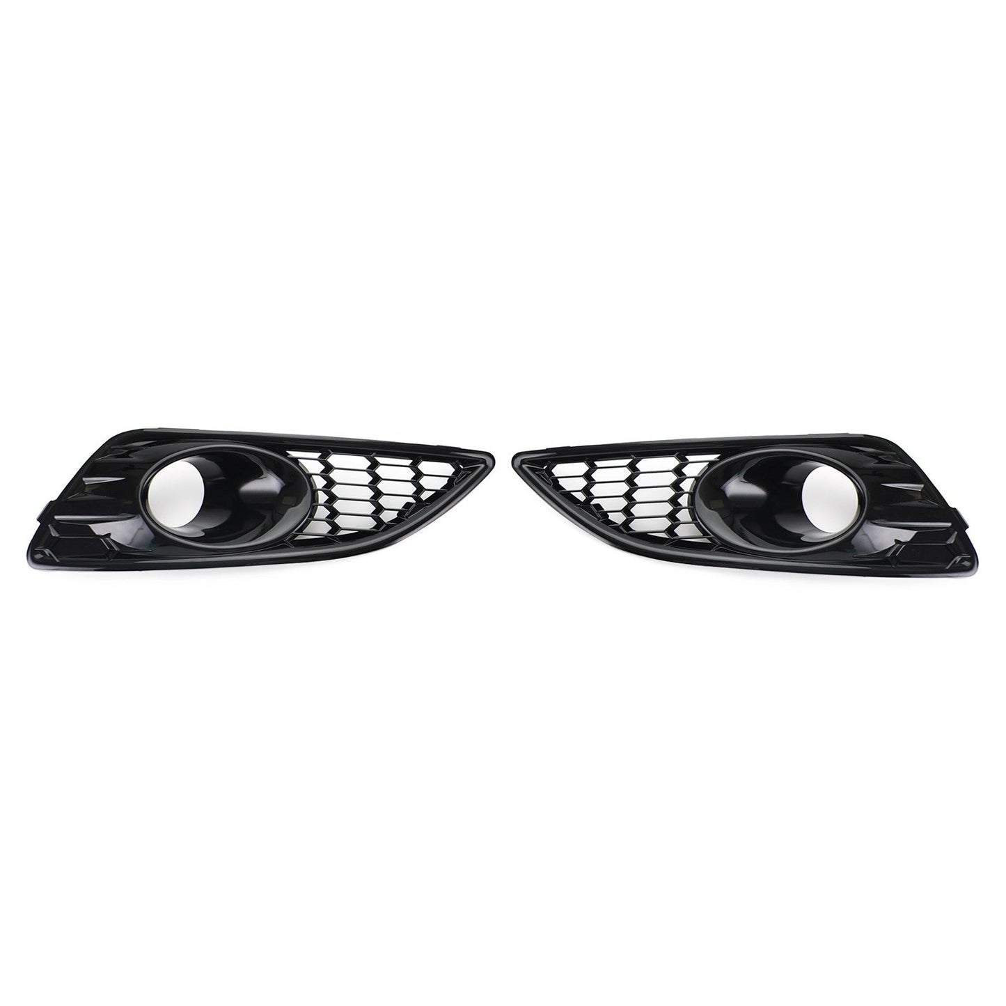 Pair Grille Gloss Black Front Fog Light Lamp Cover Fit Ford Fiesta 2013-2017