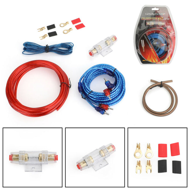 1500W Car Amplifier Wiring Kit Audio Subwoofer AMP RCA Power Cable AGU FUSE Set