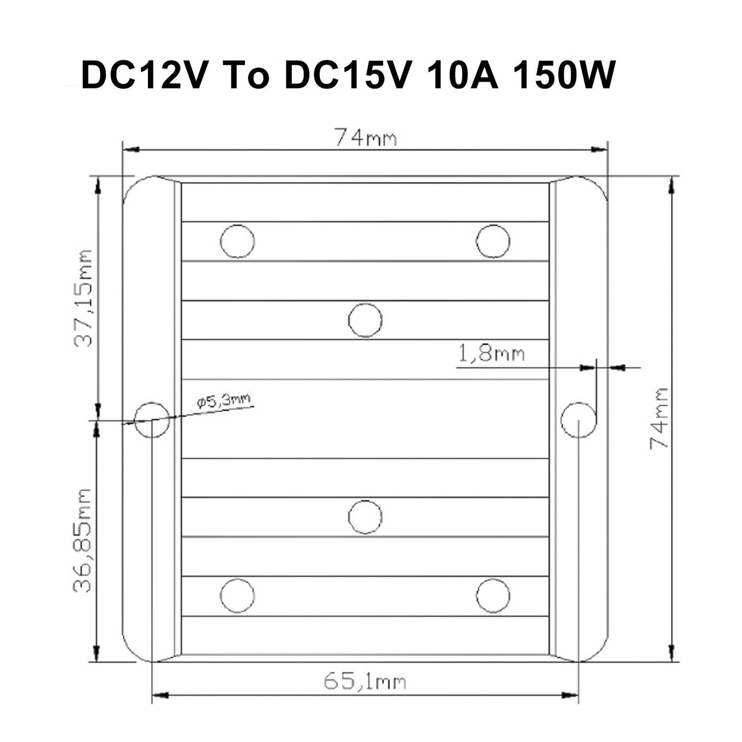 DC-DC 12V-15V 10A 150W Step Up Car Power Supply Converter Regulator Waterproof