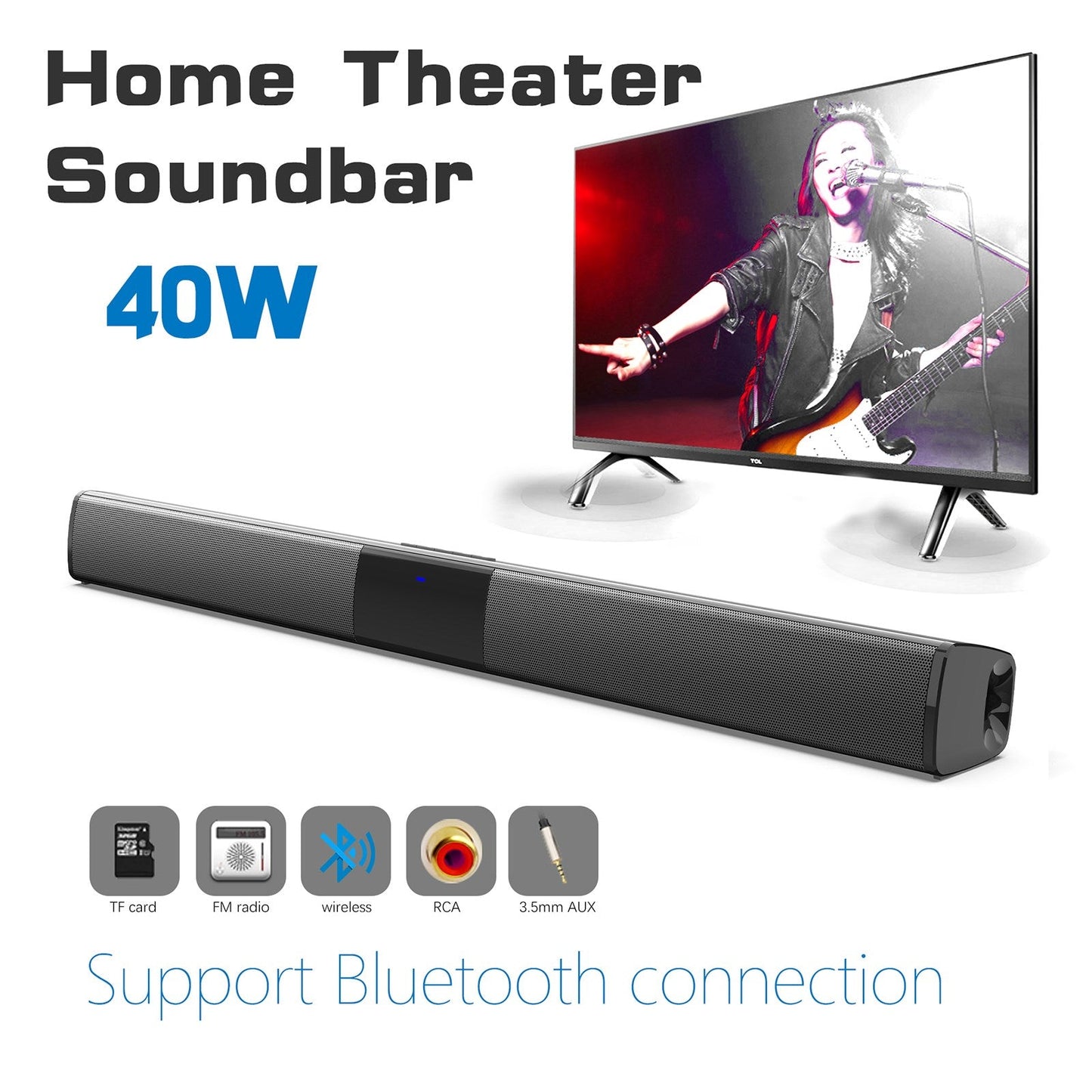 Portable Surround Sound Bar Wireless Subwoofer 4 Speaker TV Home Theater System