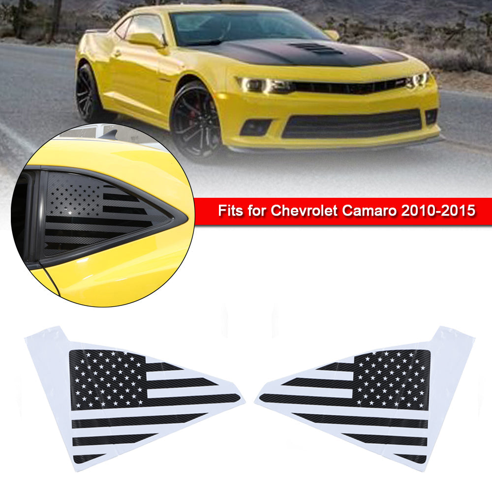 Rear Triangle Quarter Window USA Flag Decal Sticker Trim For Camaro 2010-2015