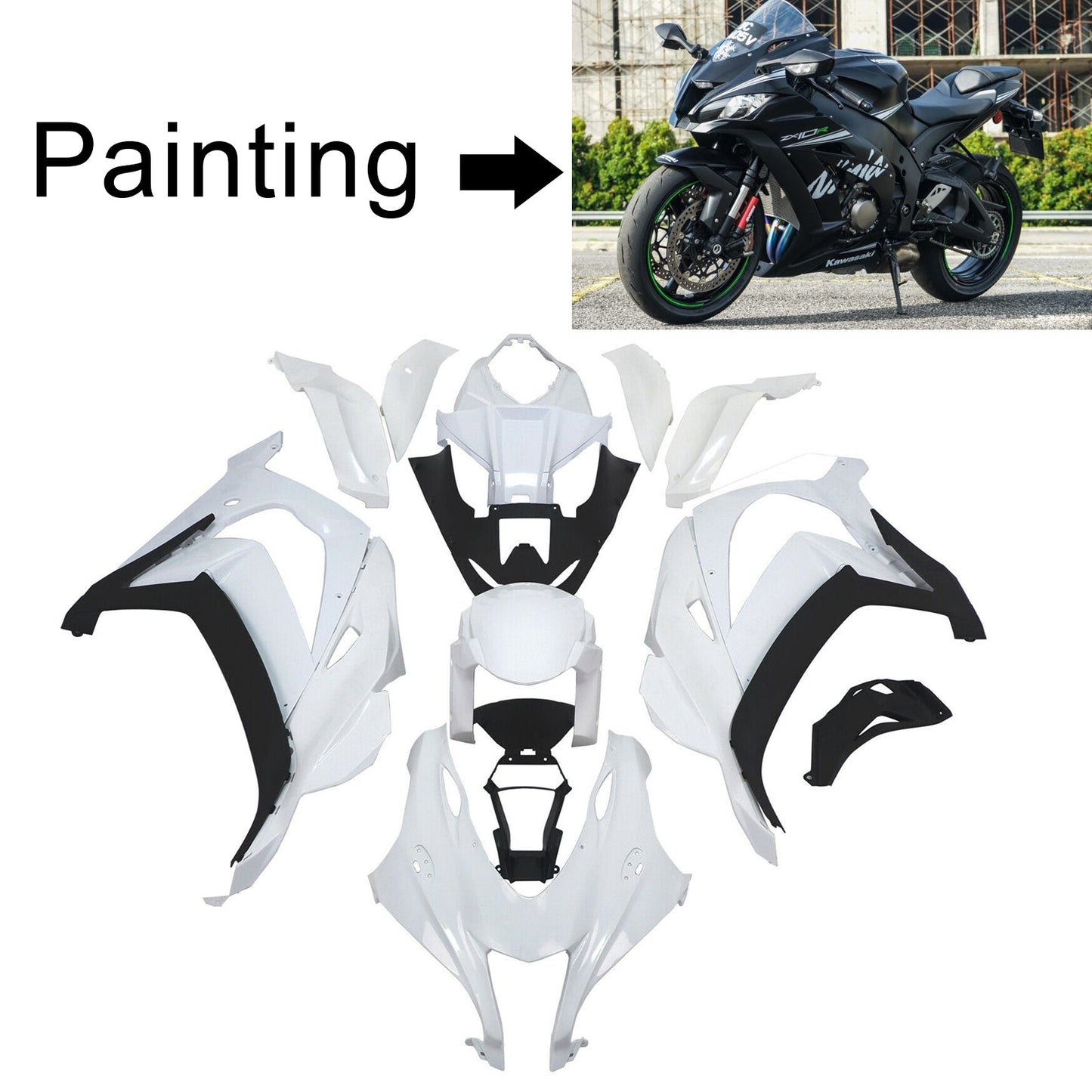 2016-2020 Kawasaki ZX10R Amotopart Injection Fairing Kit Bodywork Plastic ABS #123