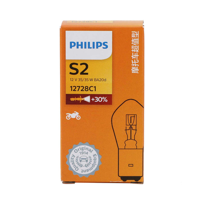 For Philips 12728 Premium Vision S2 35/35W BA20d +30% Motorcycle Phare Bulb