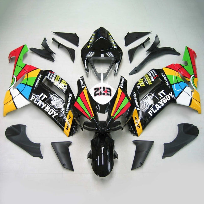 2007-2008 Kawasaki ZX6R 636 Amotopart Injection Fairing Kit Bodywork Plastic ABS #134