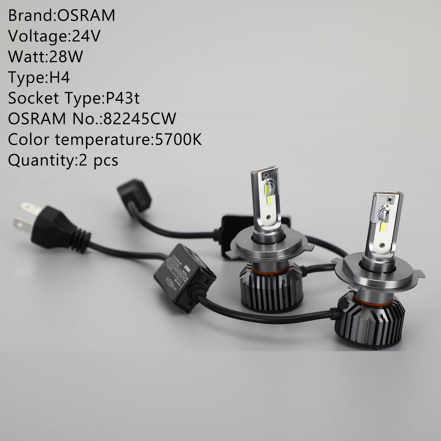 82245CW For OSRAM LED Truck Headlight Lamp H4 24V28W Cool White Light 5700K