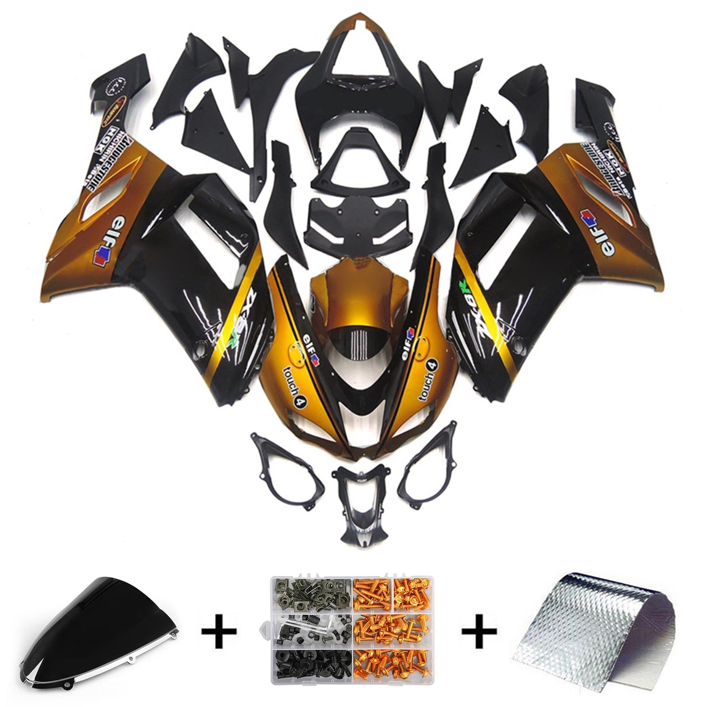 2007-2008 Kawasaki ZX6R 636 Fairing Kit Bodywork Plastic ABS