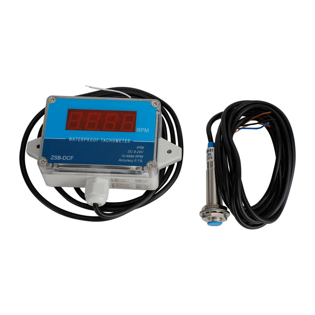 DC 8-24V Hall Tachometer Digital LED Motor Speed Meter Tester IP68 Waterproof