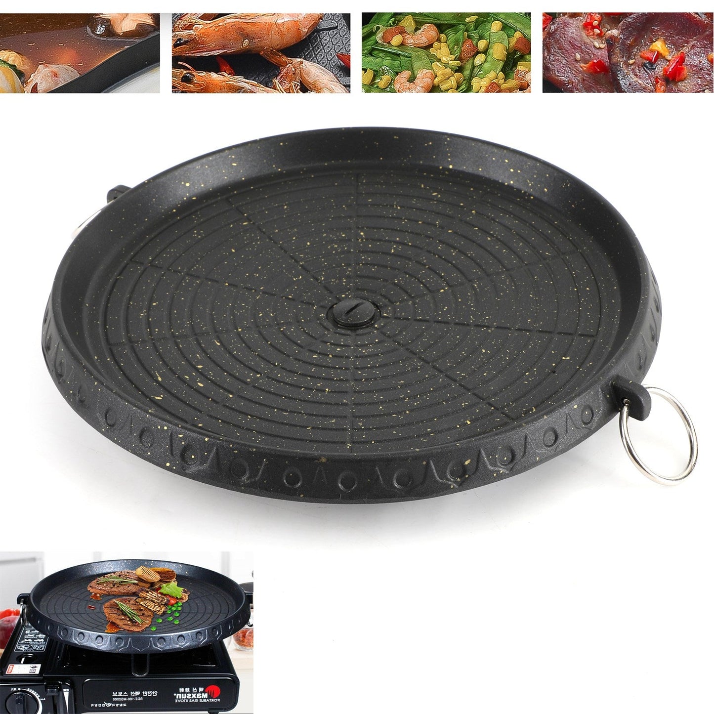 Portable BBQ Grill Stove Korean Coating Marble Gas Non Stick Pan Plate