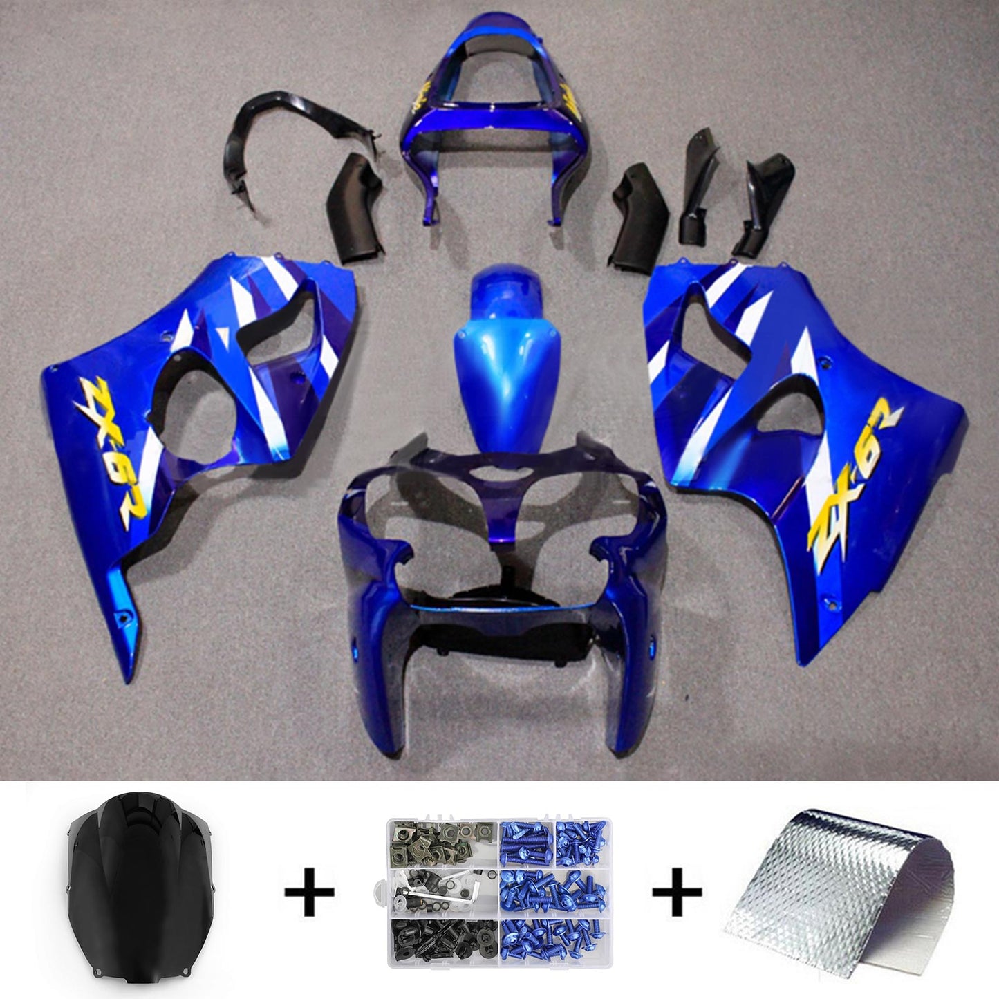 2000-2002 Kawasaki ZX6R 636 2005-2008 ZZR600 Injection Fairing Kit Bodywork#120