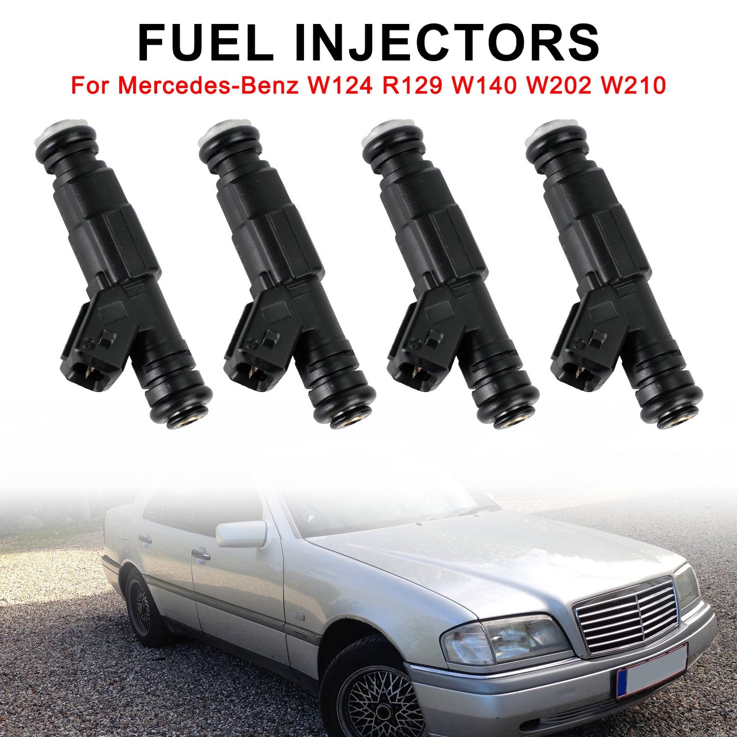 4PCS Fuel Injector 0280155821 Fit Mercedes-Benz W124 R129 W140 W202 W210