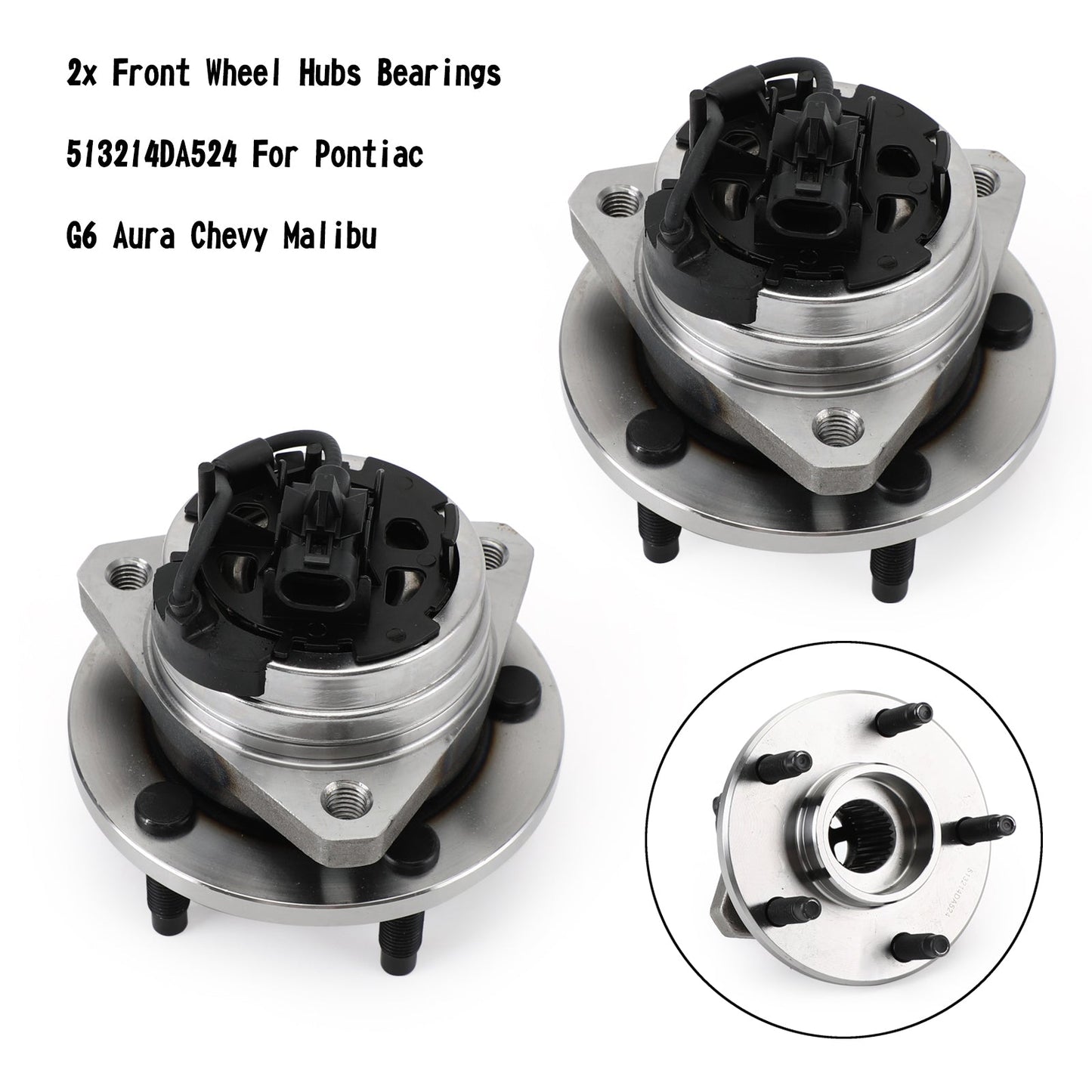 2x Front Wheel Hubs Bearings 513214DA524 For Pontiac G6 Aura Chevy Malibu