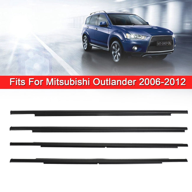 4x Car Outside Window Weatherstrip Seal Belt Moulding For Mitsubishi Outlander 06-2012