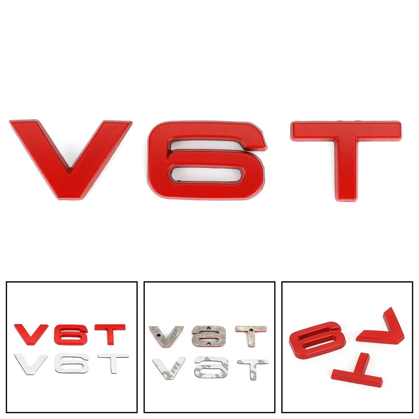 V6T Emblem Badge Fit For AUDI A1 A3 A4 A5 A6 A7 Q3 Q5 Q7 S6 S7 S8 S4 SQ5 Red