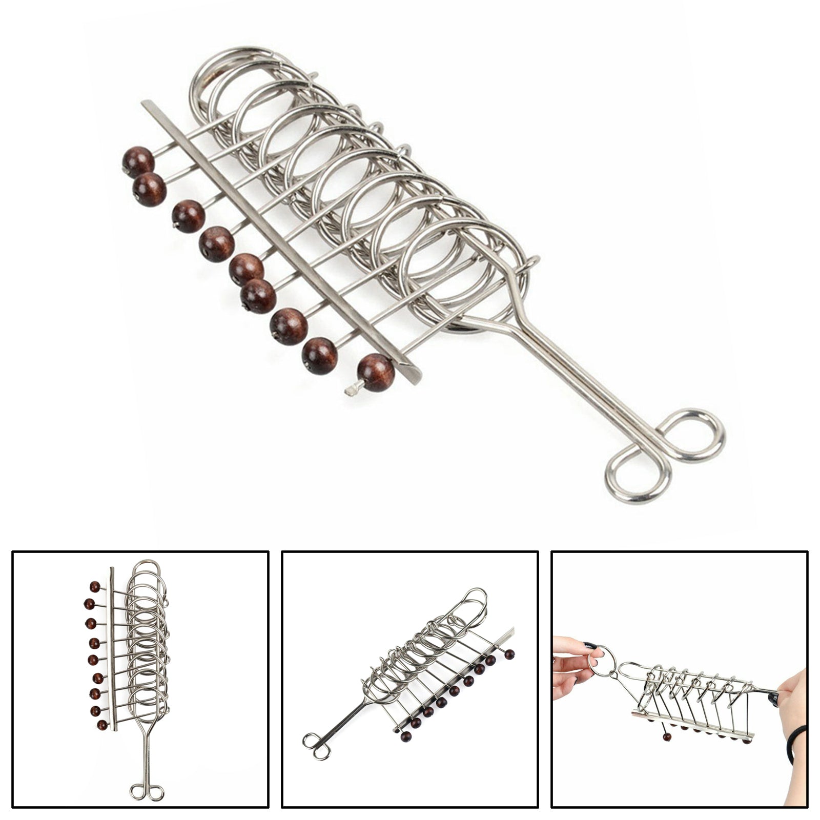 Traditional Brain Teaser Classical Metal Chinese 9 Linked Rings Puzzle ...