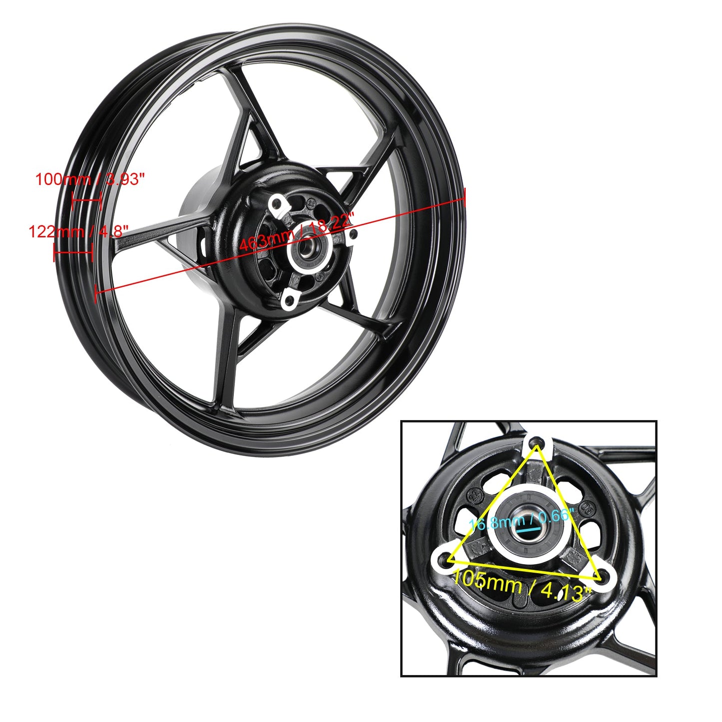 Black Rear Wheel Back Rim For Kawasaki Z400 EX400 Ninja 400 ABS 2018-2023