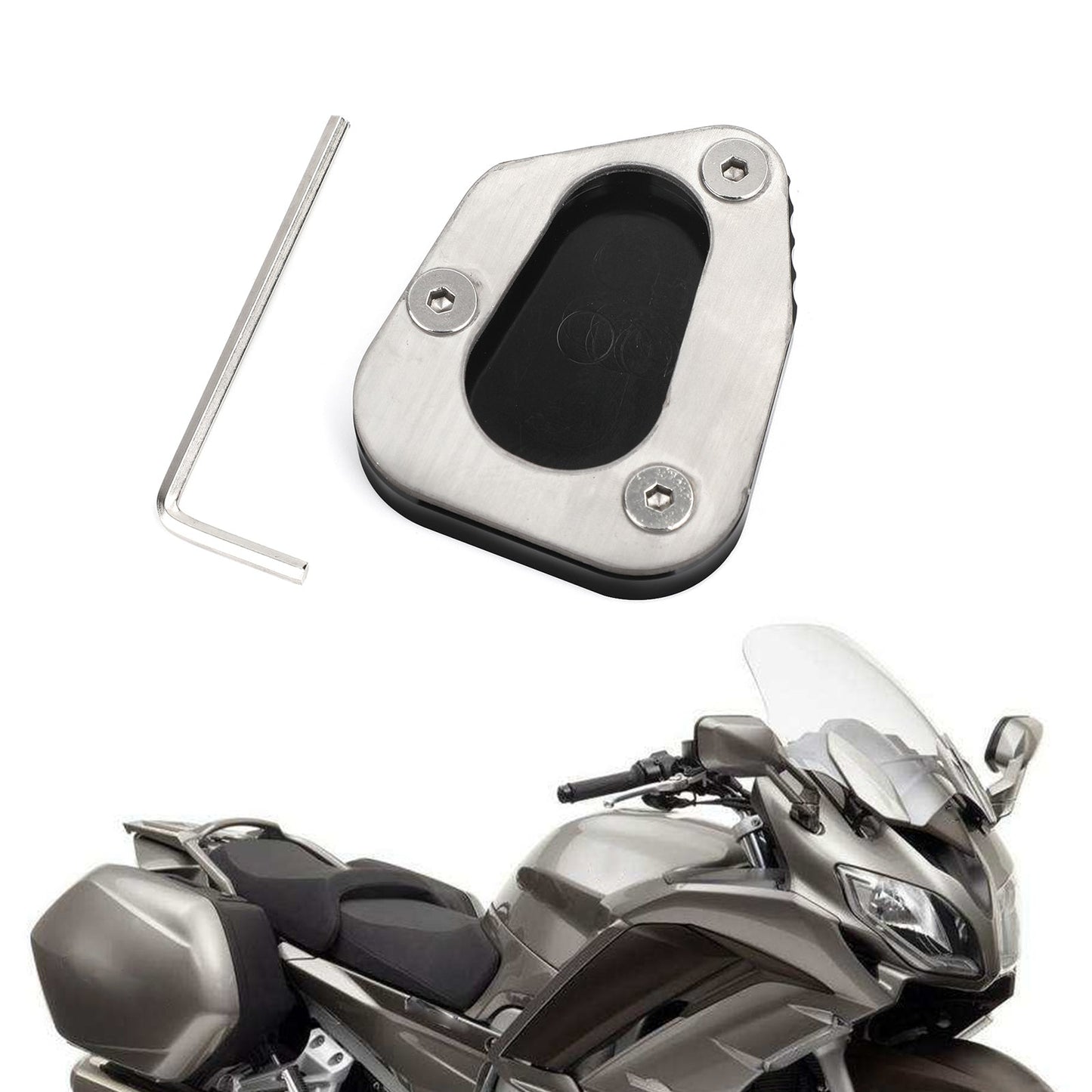 Kickstand Side Stand Extension Pad For Yamaha FJR1300 FJR1300A/AS BLK