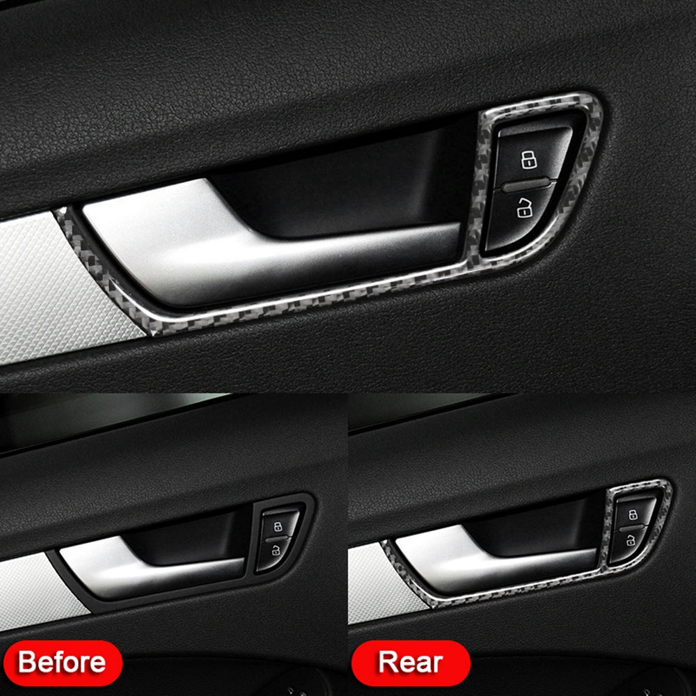 Carbon Fiber Inner Interior Door Handle Cover Trim For Audi A4 A5 B8 2009-2016