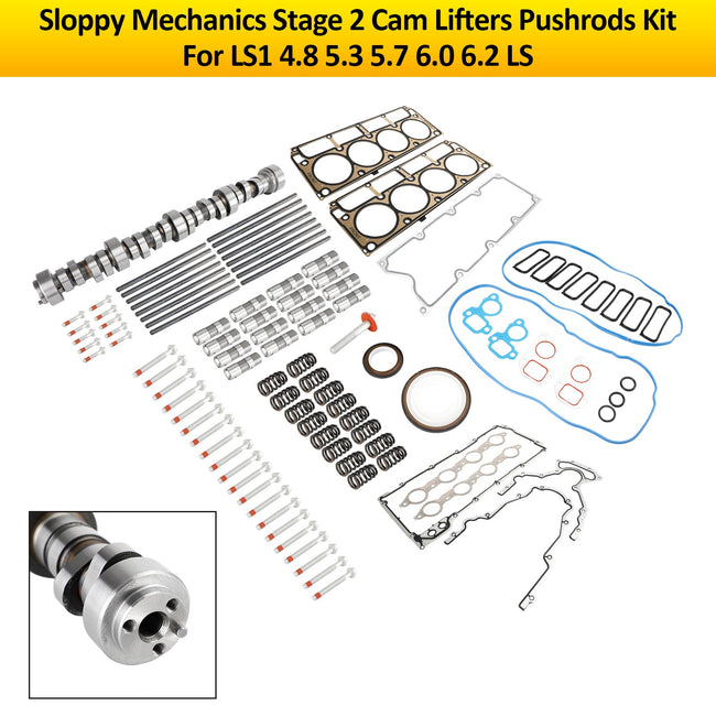 LS1 4.8 5.3 5.7 6.0 6.2 LS Sloppy Mechanics Stage 2 Cam Lifters Pushrods Kit