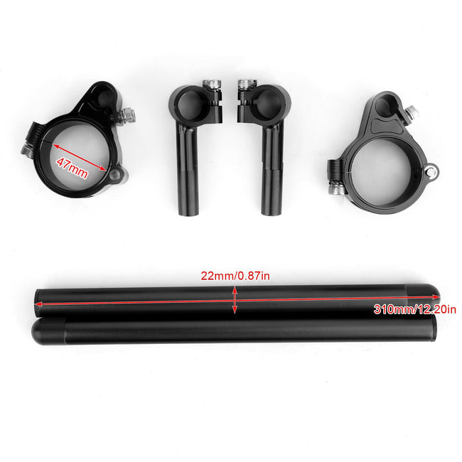 Universal Adjustable Rotatable CNC Billet Clip Ons Fork Tube Handlebar Kit 47mm Black