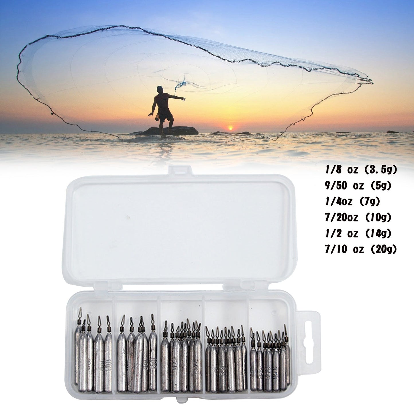 Drop Shot Weight Stick Type Bass Fishing Line Grip Swivel Lead Sinker Set