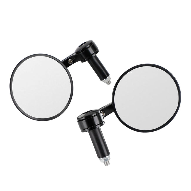Pair 22mm Custom Handle Bar End Mirrors Anti Glare 4" Round Black Billet Quality