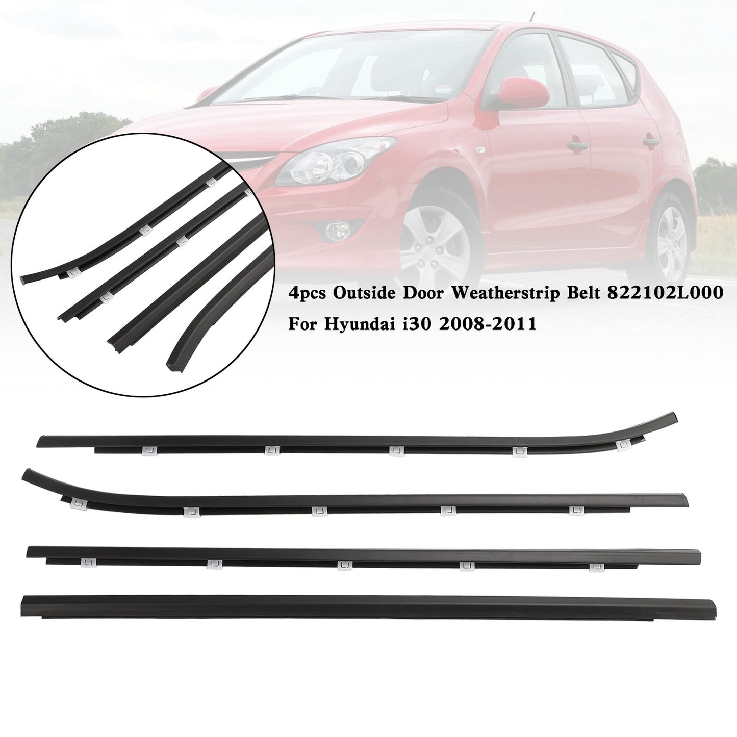 Hyundai i30 2008-2011 4pcs Outside Door Weatherstrip Belt 822102L000