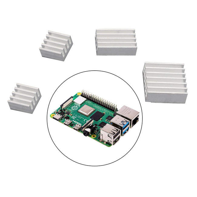 4PCS Aluminum Heatsink Radiator Cooler Kit for Raspberry Pi 4B with Sticker