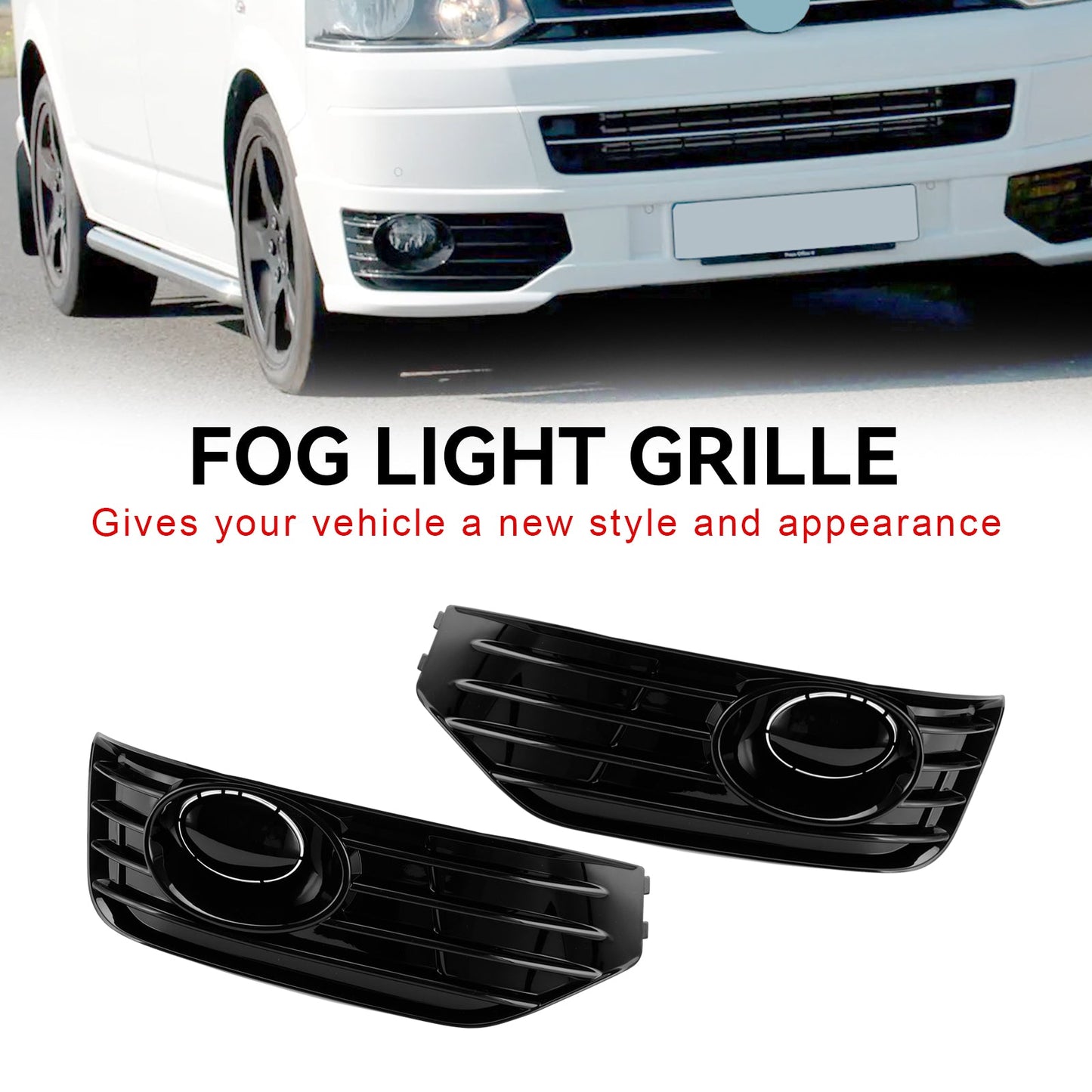 2010-2015 VW T5 T5.1 Fog Lamp Light Cover Insert S-line Grill Gloss Black