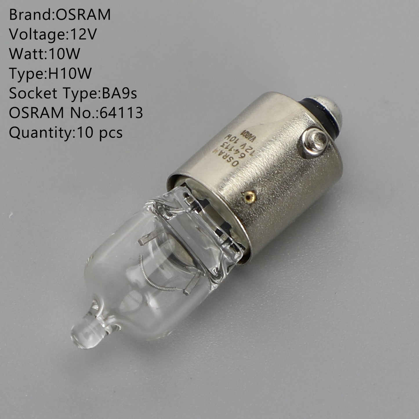 10x For OSRAM 64113 Car Auxiliary Bulbs H10W 12V10W BA9s