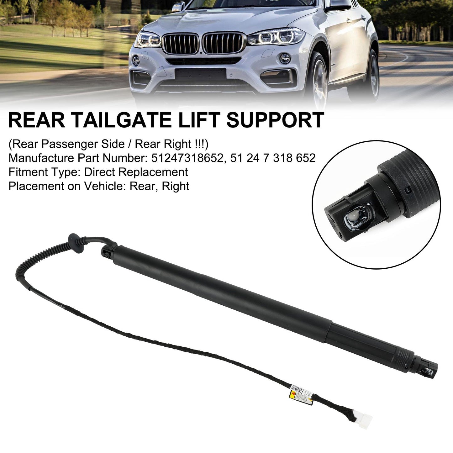 2014-2019 BMW X6 F16 F86 Rear Right Tailgate Power Lift Support 51247318652
