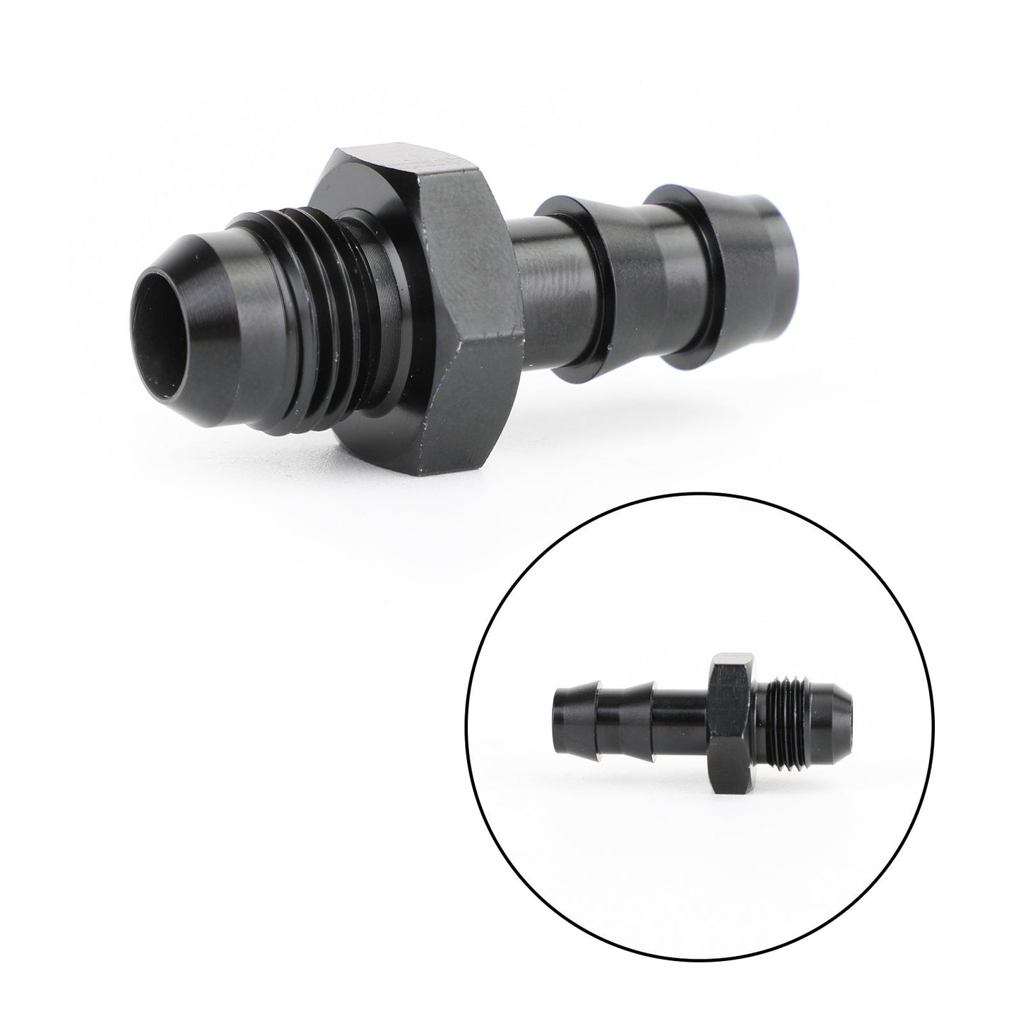 6 AN Male Flare to 3/8" Black Hose Barb Adapter Fitting AN6 -6AN 3/8 Push Lock Black