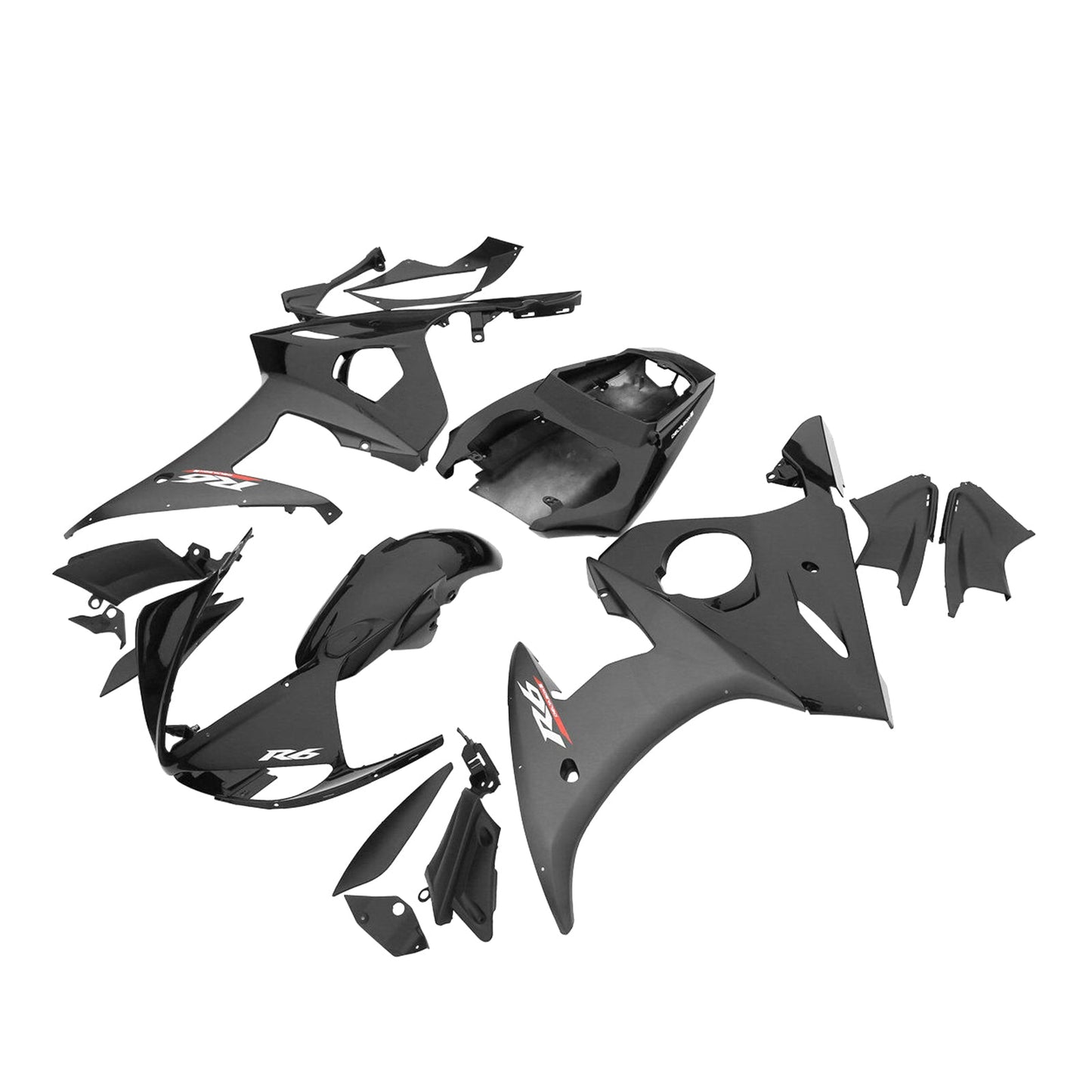 2003-2004 Yamaha YZF R6 2006-2009 R6S Amotopart Black ABS Plastic Fairing Bodywork Set #22