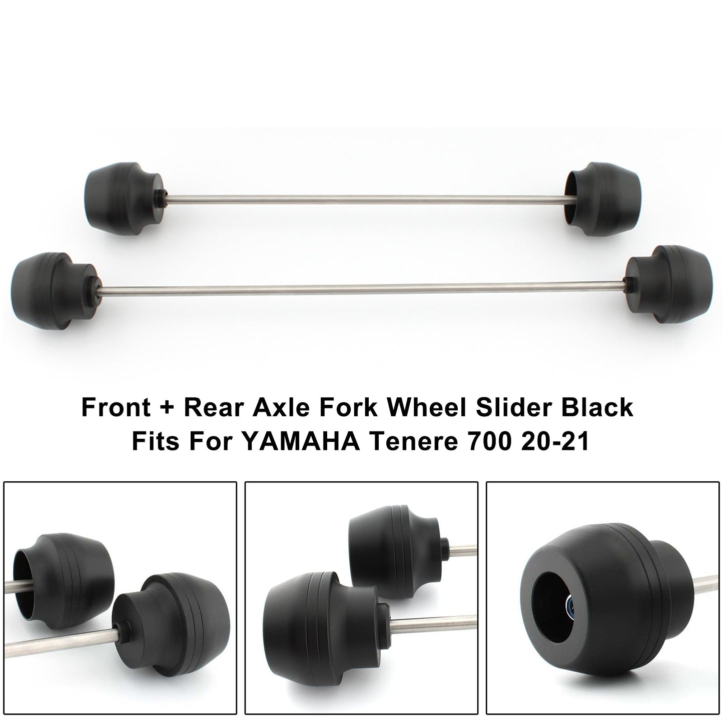 Front + Rear Axle Fork Wheel Slider Cnc Black Fits For Yamaha Tenere 700 20-21