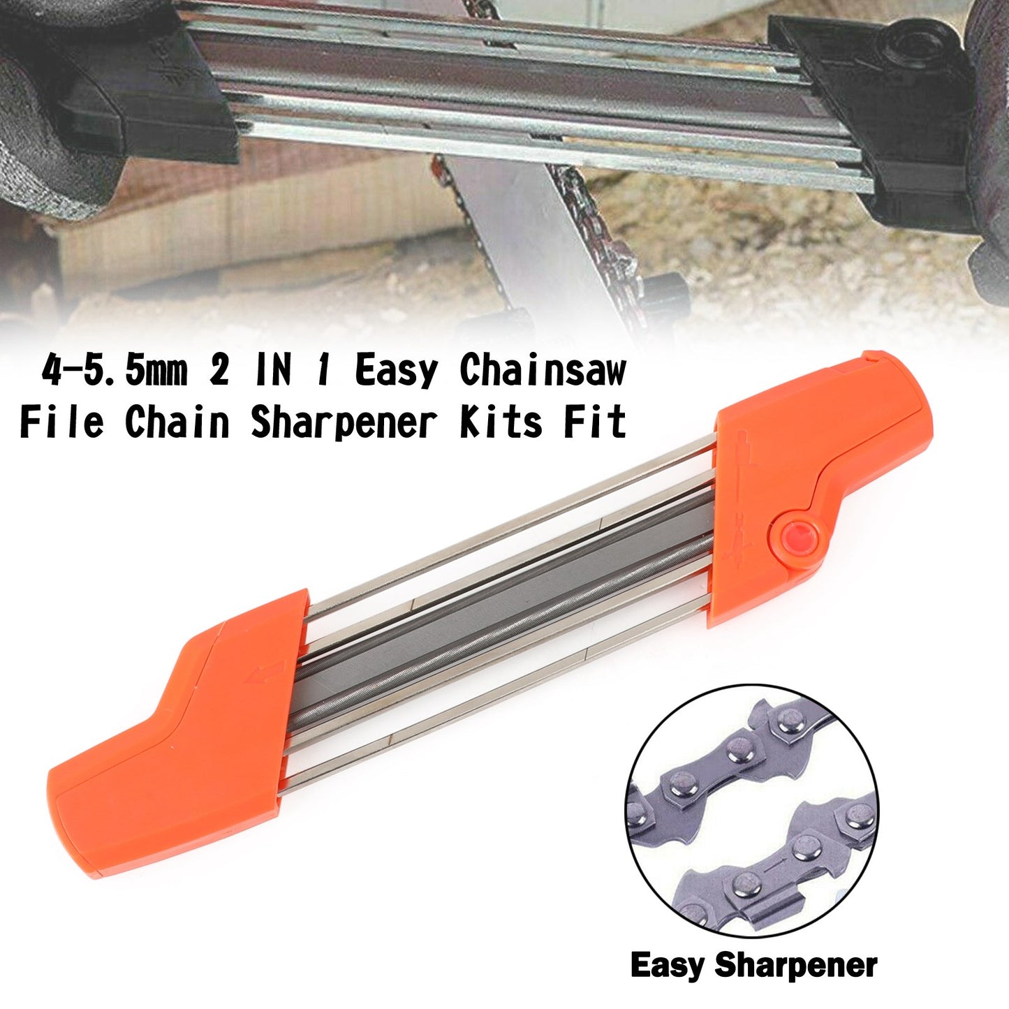 4-5.5mm 2 IN 1 Easy Chainsaw File Chain Sharpener Kits Fit Stihl