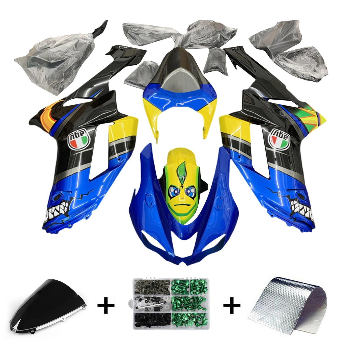 2007-2008 Kawasaki ZX6R 636 Fairing Kit Bodywork Plastic ABS