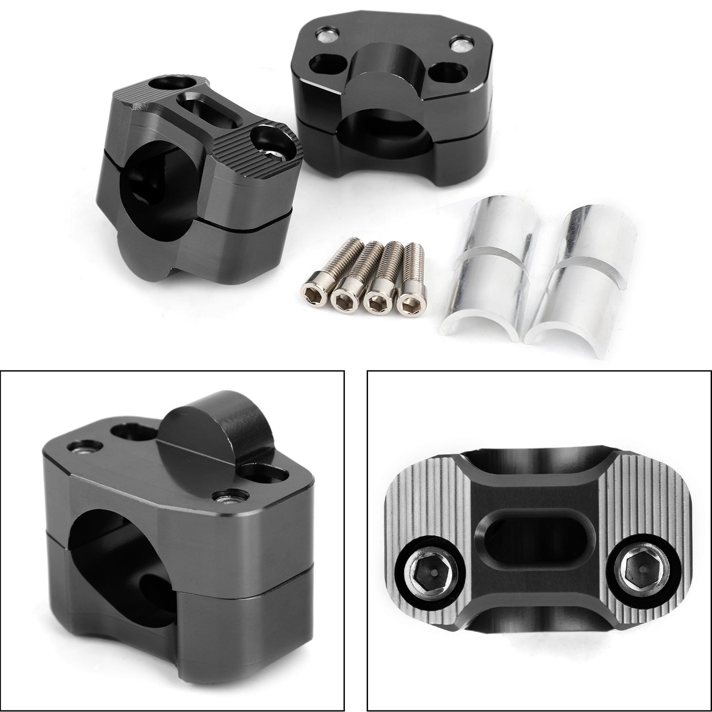 CNC Aluminum Handlebar Risers 22-28mm Universal Clamp Mount BLK