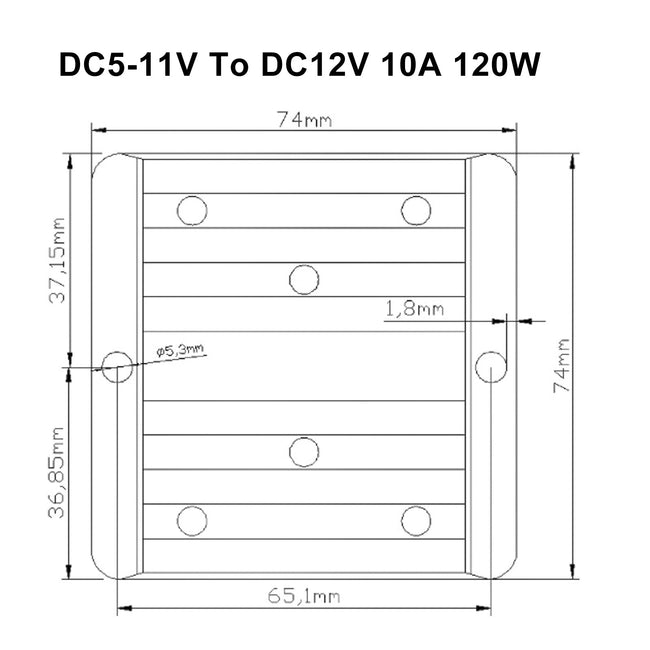 WaterProof 5V~11V to 12V 10A 120W Step Up DC/DC Power Converter Regulator