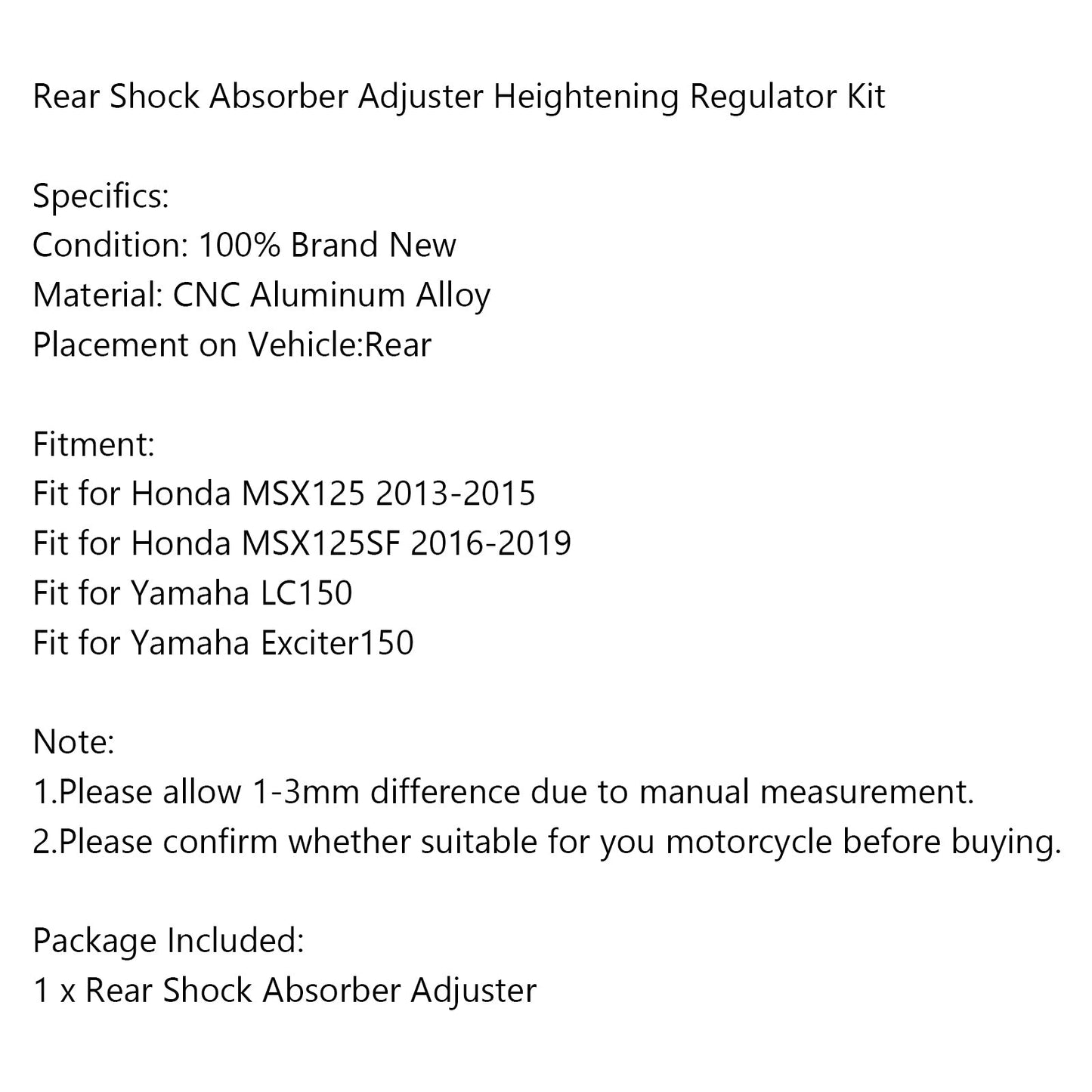 Rear Shock Absorber Adjuster Heightening Regulator for Honda MSX125 MSX125SF