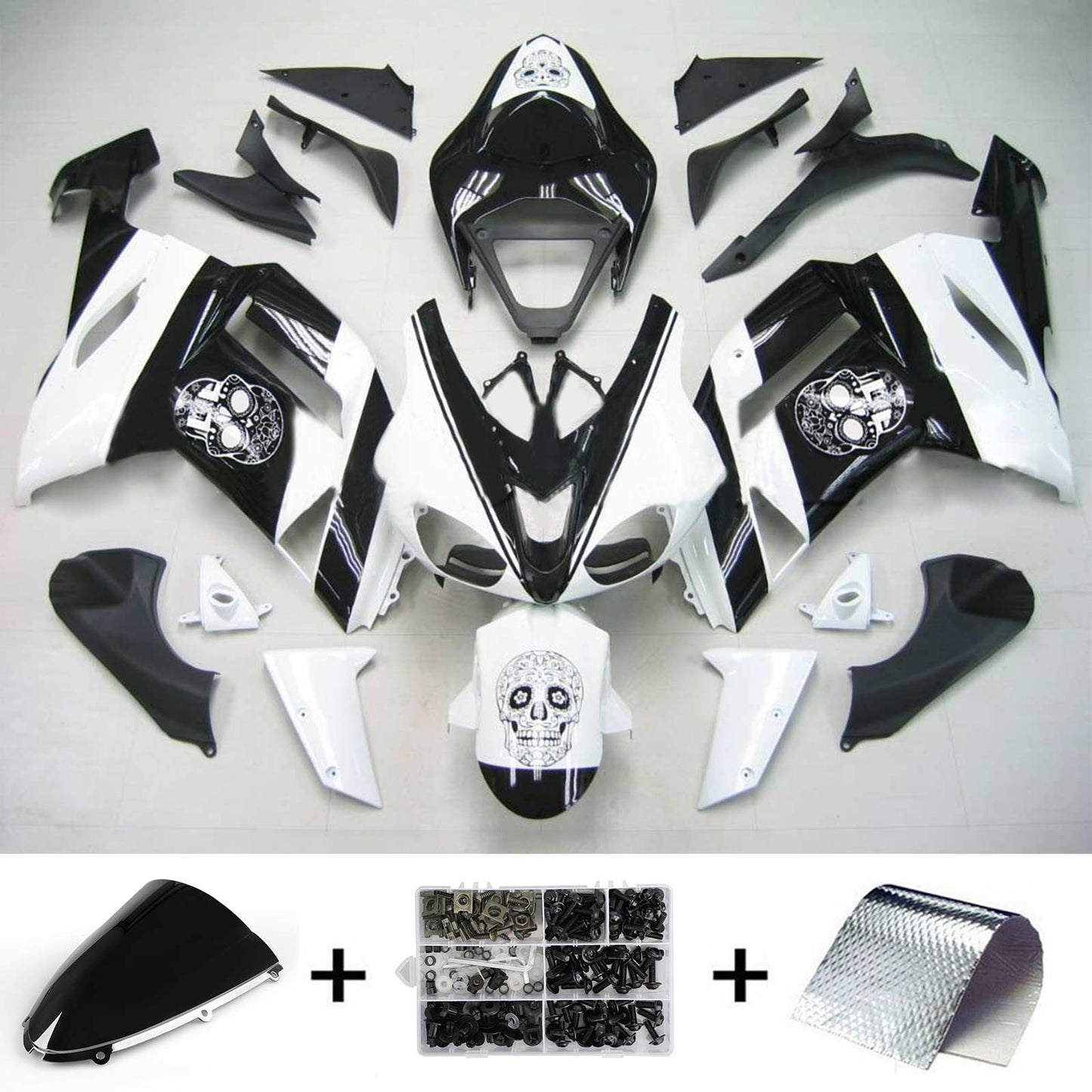 2007-2008 Kawasaki ZX6R 636 Amotopart Injection Fairing Kit Bodywork Plastic ABS #129