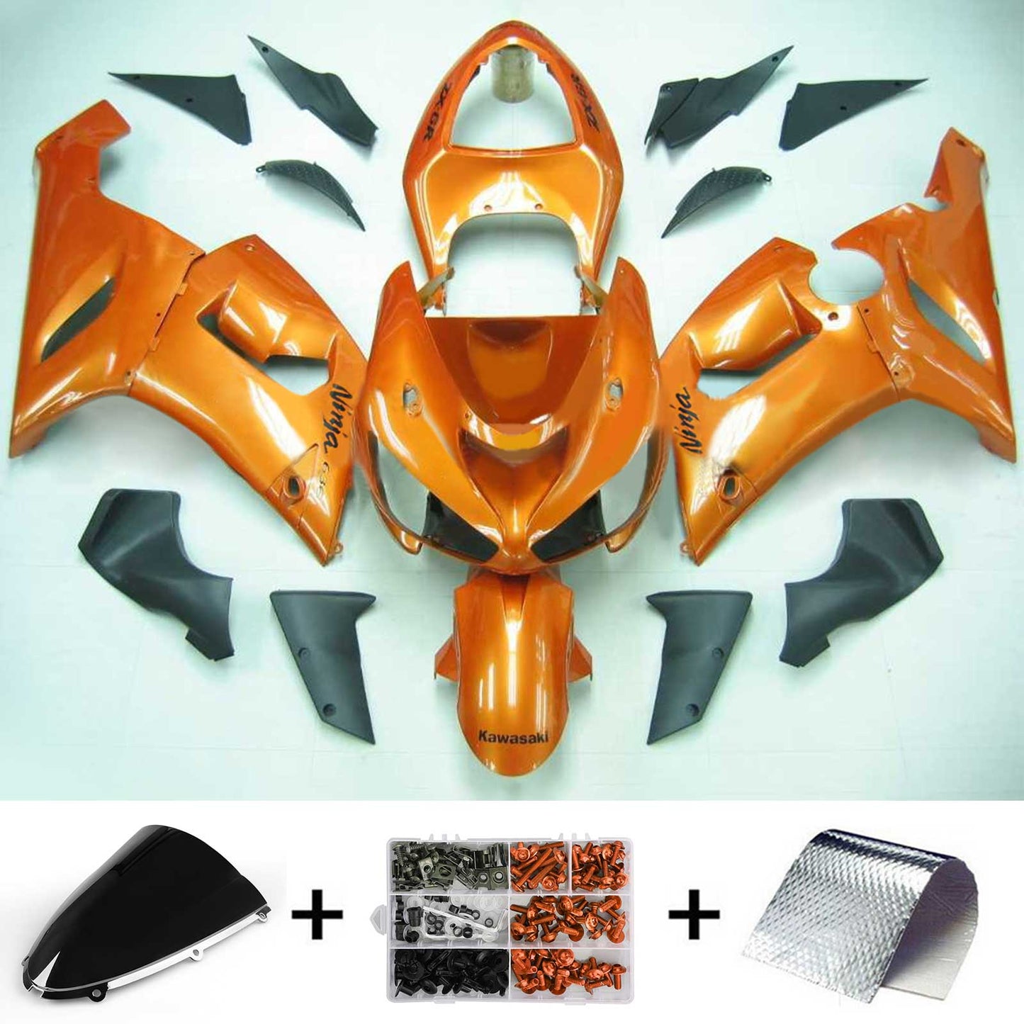 2005-2006 Kawasaki ZX6R 636 Amotopart Injection Fairing Kit Bodywork Plastic ABS #109