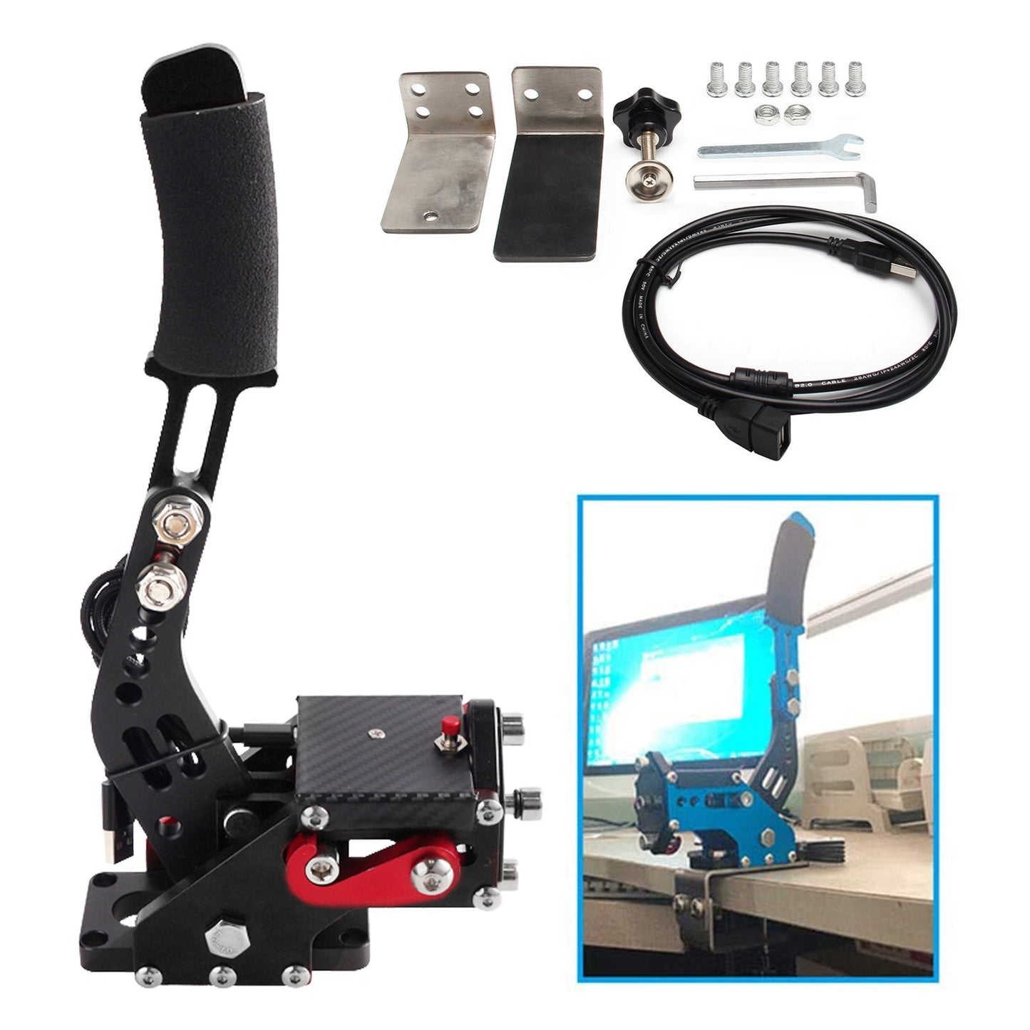 G920 14Bit X1 XBOX USB SIM Handbrake Kits for Racing Games Steering Wheel Stand