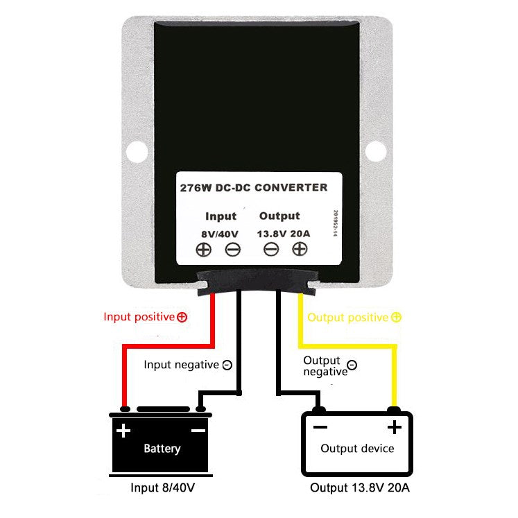 WaterProof 8V/40V to 13.8V 20A 276W Step Up DC/DC Power Converter Regulator