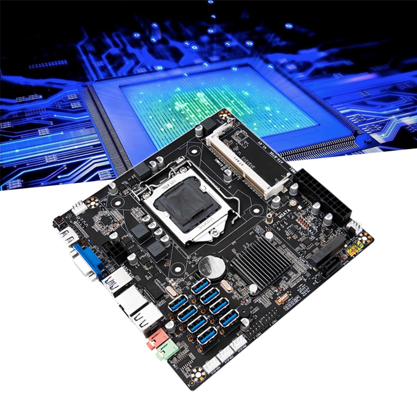 Mining Motherboard CPU DDR3 memory Slot Riserless 8*USB Mining Expert Board