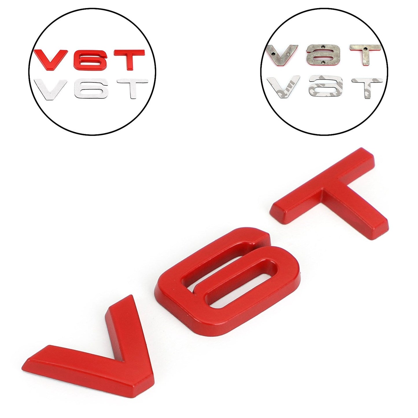 V6T Emblem Badge Fit For AUDI A1 A3 A4 A5 A6 A7 Q3 Q5 Q7 S6 S7 S8 S4 SQ5 Red