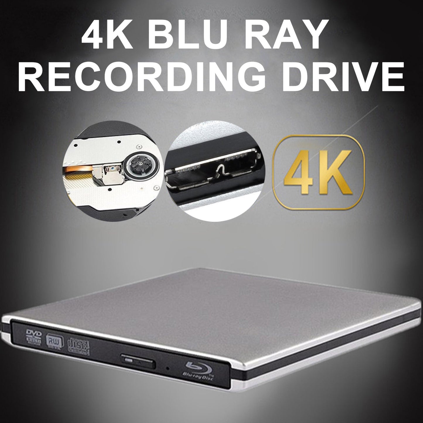 Blu ray Burner USB External BD-R BD DVD CD RW Disc Writer Laptop Movie Player
