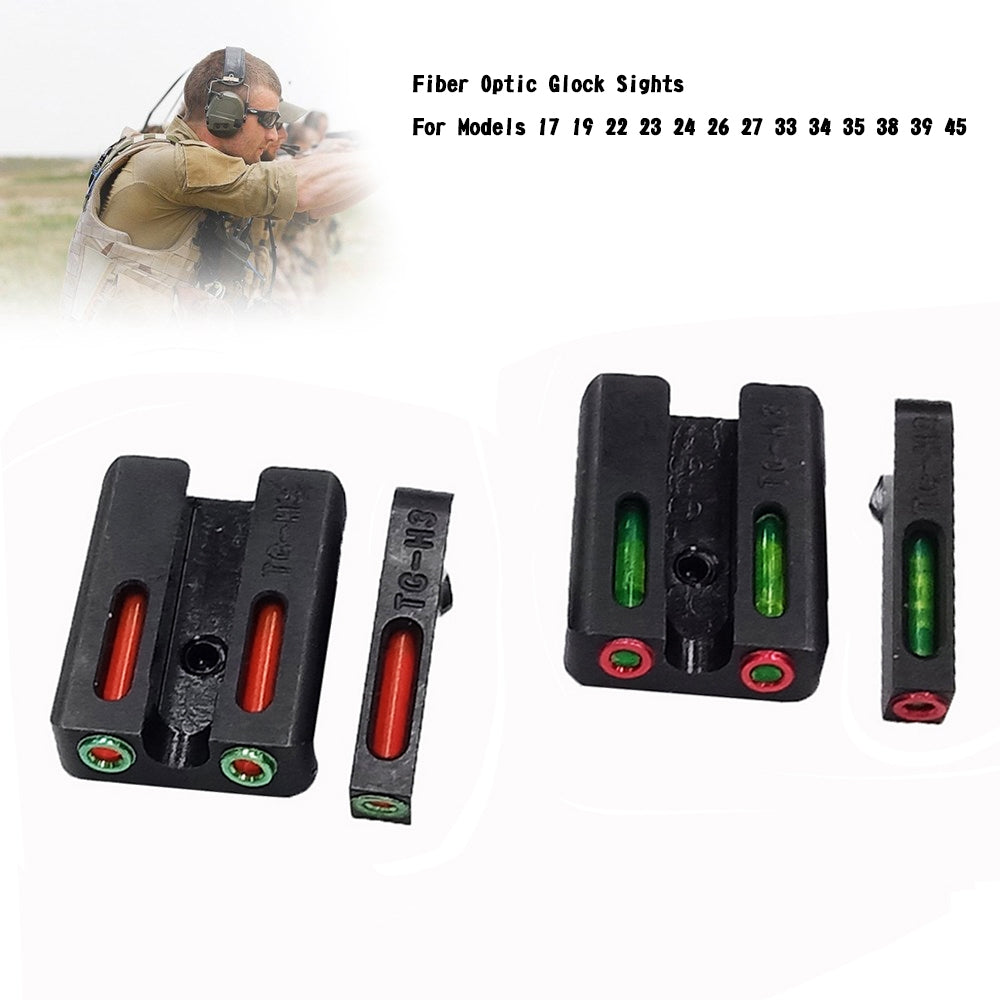 Fiber Optic Glock Sights For Models 17 19 22 23 24 26 27 33 34 35 38 39 45