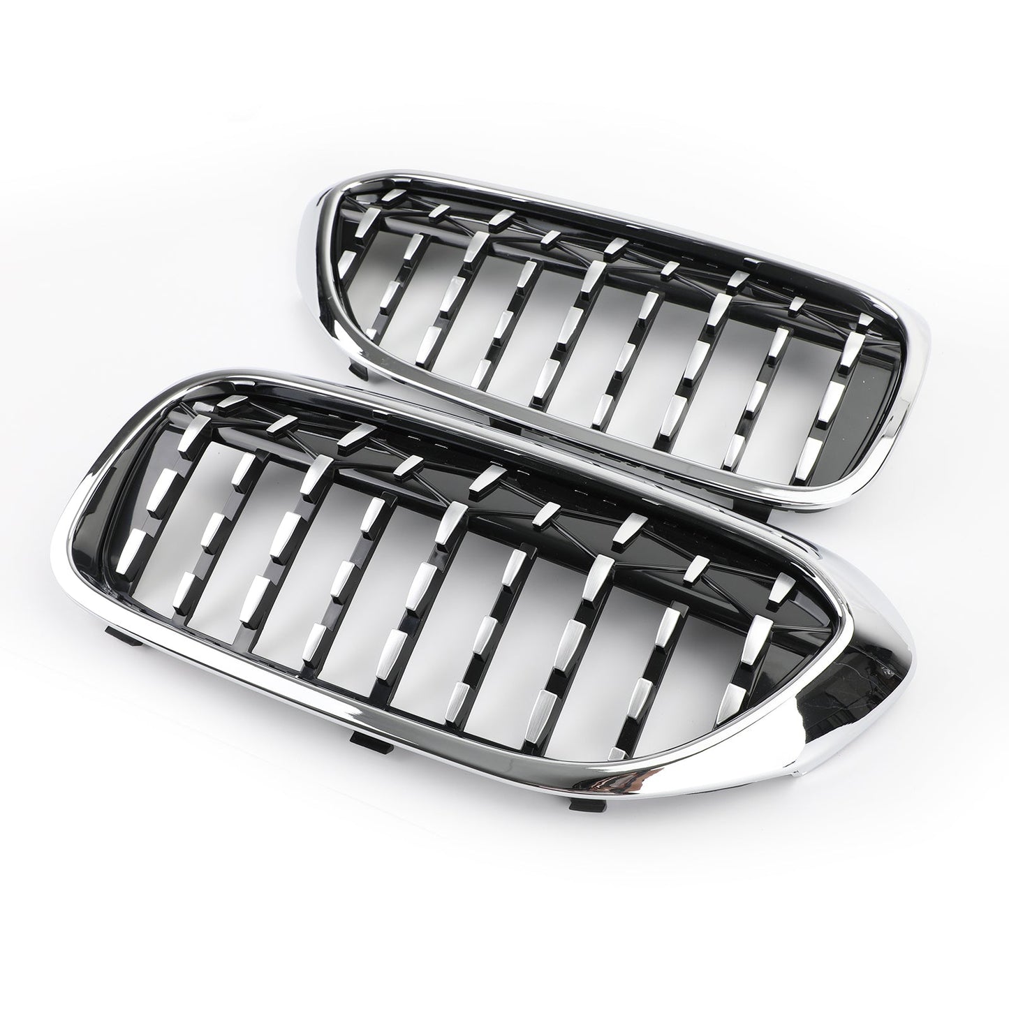 Pair Chrome Diamond Style Front Grill Fit For BMW 5 Series G30 G38 2017-2019