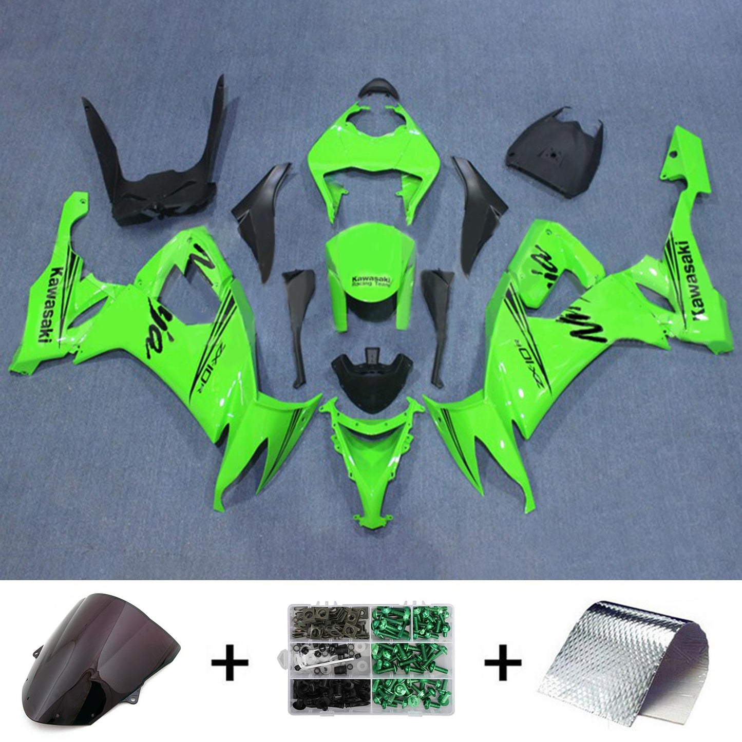 2008-2010 Kawasaki ZX10R Injection Fairing Kit Bodywork Plastic ABS#129